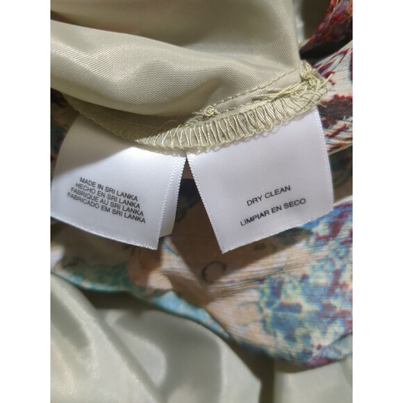 Kasper Dress  Womens 10 Floral Midi A Line Tiered Chiffon Fringed Lettuce Hem - Picture 11 of 13